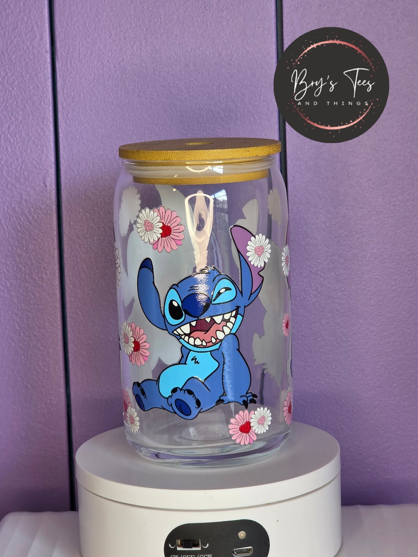 Stitch Inspired Glass Tumbler