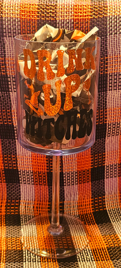 Drink Up Witches Wine Glass