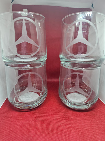 Mercedes Etched Glasses