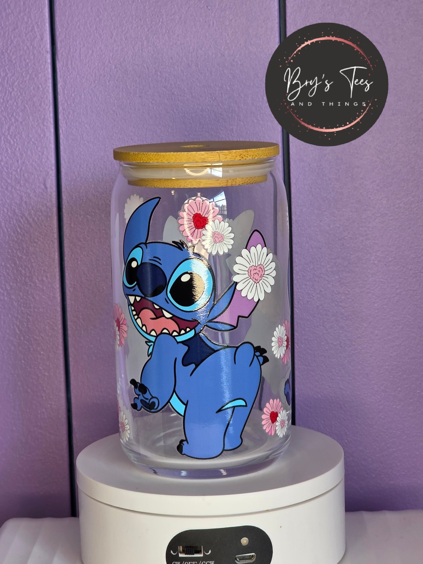 Stitch Inspired Glass Tumbler