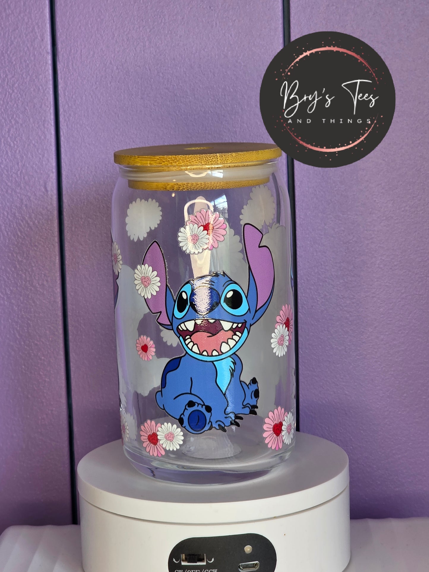 Stitch Inspired Glass Tumbler
